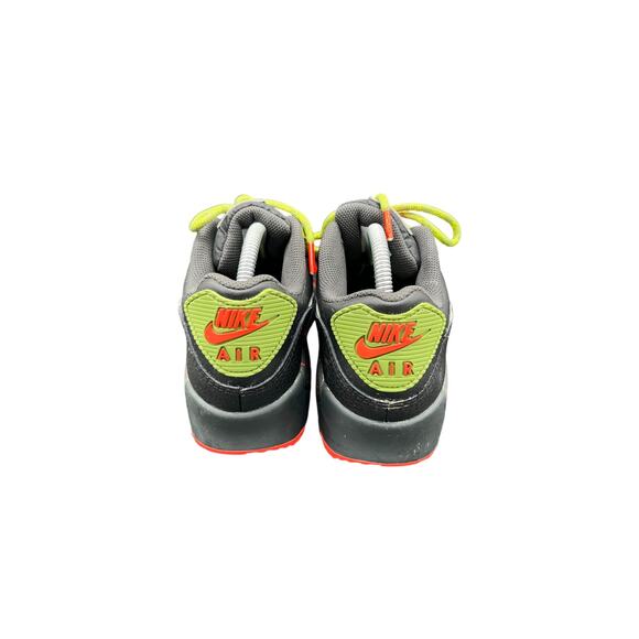 🔴 Nike Air Max 90 Gray Neon Red Sneakers Youth 6.5Y / Women’s 8 – Retro Style - Picture 7 of 9